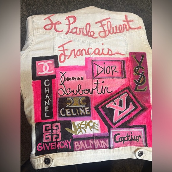 Custom painted white denim size medium Jean jacket “ - Picture 15 of 15